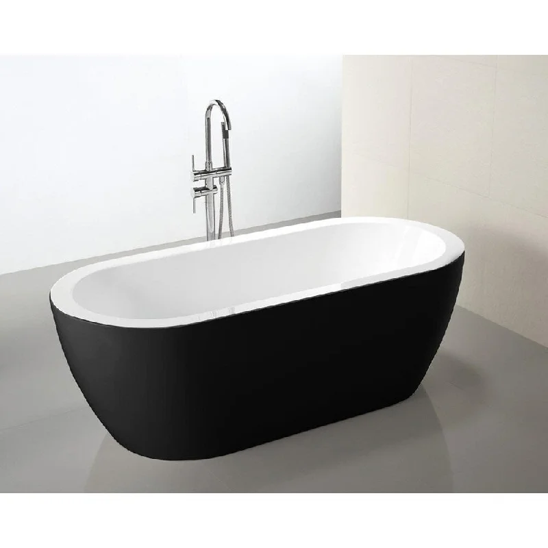 MTD Vanities Venice Freestanding Soaking Acrylic Bathtub 68-inch Black