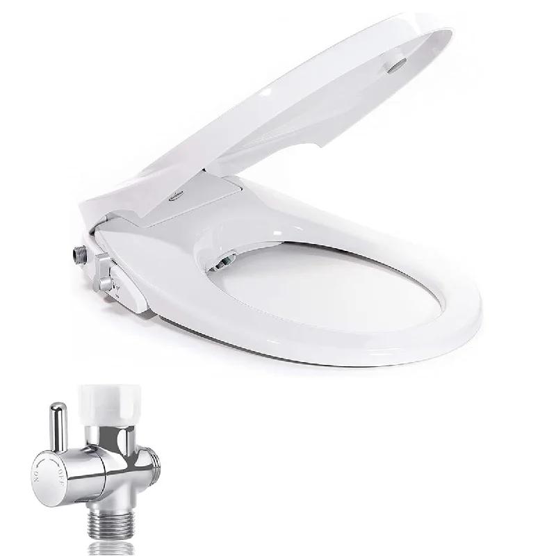 [ROUND] Bidet Attachment for Toilet Seat | Fits Your Current Toilet Seat - No Wiring & Easy Install | Self Cleaning Dual Nozzles