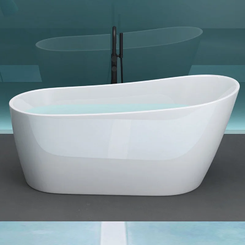 Toolkiss 63 in. Acrylic Flatbottom Single Slipper Widen Bathtub in Ivory