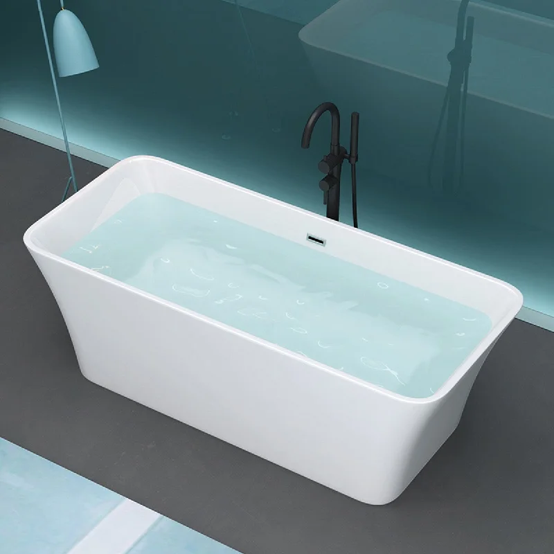 Toolkiss 67 in. Acrylic Flatbottom Double Slipper Widen Bathtub in Ivory