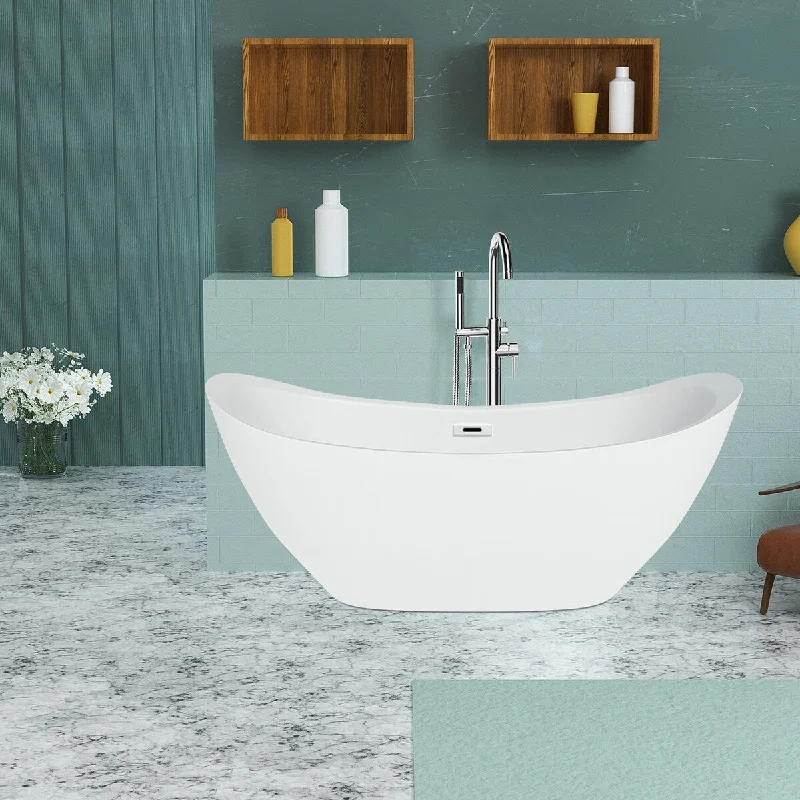 Toolkiss Freestanding Bathtub Non-Yellow Anti-Slip Oval Acrylic Shaped Soaking Tub for Bathroom