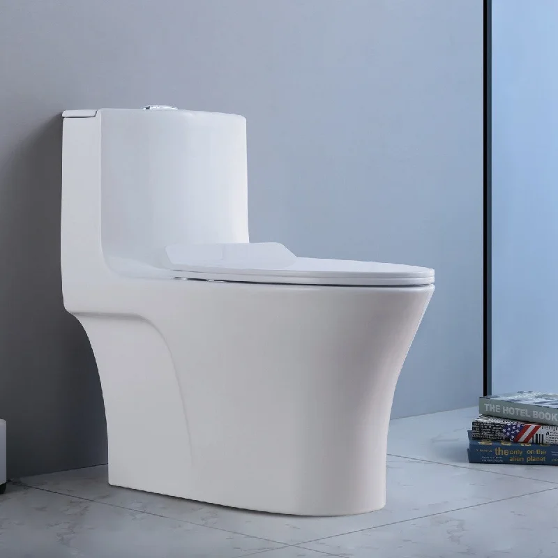 Trustmade 1.28 GPM (Water Efficient) One-Piece Elongated Toilet, Soft Close Seat Included (cUPC Approved) - 28"x15"x28"